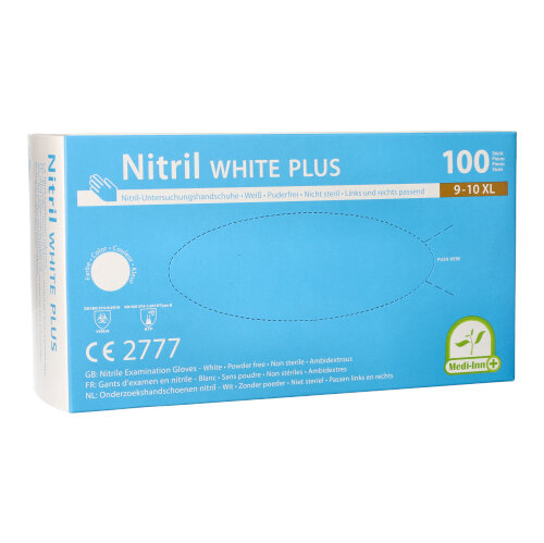 100 Medi-Inn® PS Handschuhe, Nitril puderfrei White Plus weiss Größe XL